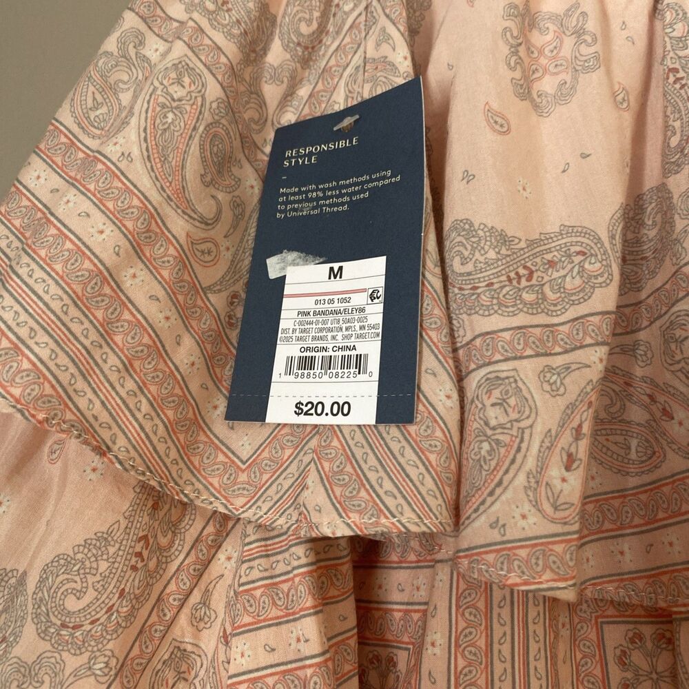 Women's Mini Ruffle Skirt - Universal Thread Pink Paisley Medium NWT - Picture 5 of 7